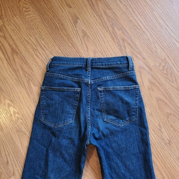 OLIVER LOGAN HIGH RISE TAPERED JEANS ANKLE SPLIT HEM DARK WASH STRETCH DENIM 25 - Picture 5 of 9